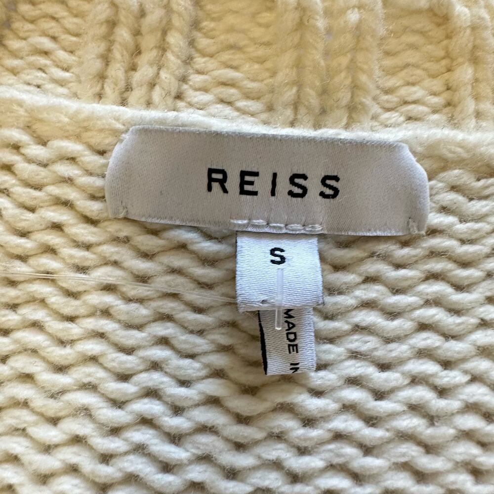 REISS Chloe Cable Knit Fisherman Sweater Tunic Cotton Wool Blend Size Small NWOT - Picture 3 of 7